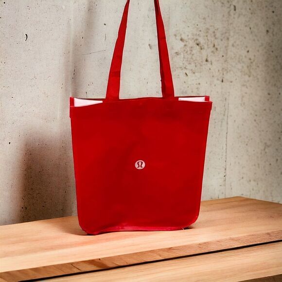 LULULEMON Reusable Large Red Plastic Tote Shopping Bag - Picture 1 of 11